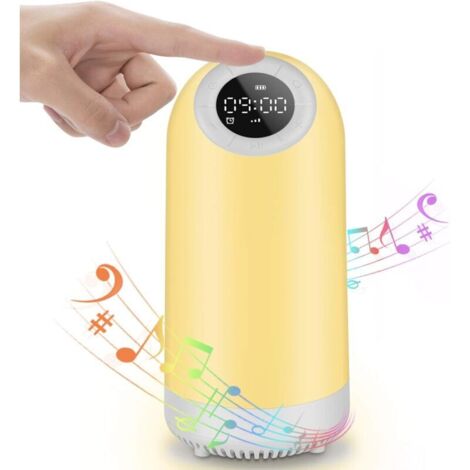 Bardusch - Lampe de chevet tactile 7-en-1 – Bluetooth/FM radio/veilleuse LED multicolore/timing/USB rechargeable – cadeau