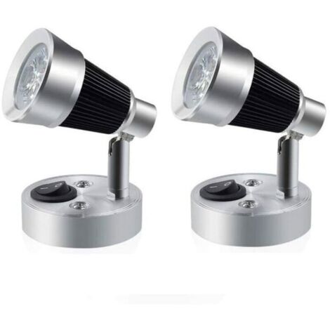 Bardusch - Lampe de lecture LED 3W 12V pour camping-car, petite applique murale 90° Spot intérieur réglable pratique avec interrupteur pour ca