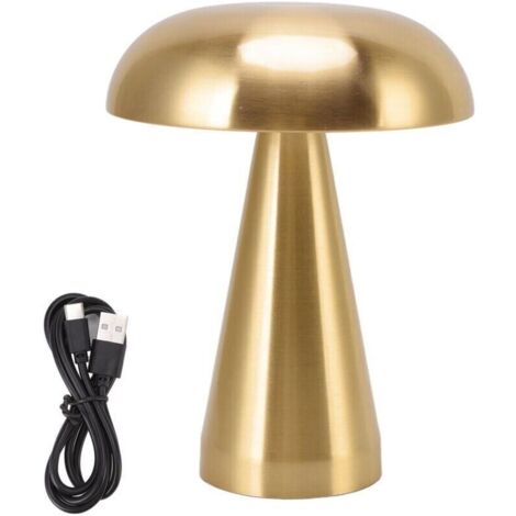Bardusch-Lampe de table champignon style industriel minimaliste moderne 3 couleurs réglable rechargeable lampe de bureau innovante à commande tactile or
