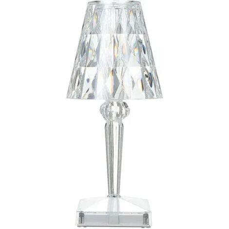 Bardusch - Lampe De Table En Cristal De Diamant, Lampe De Chevet De Chambre En Cristal Rechargeable Par Usb, Temperature/Luminosite Reglables, type tactile