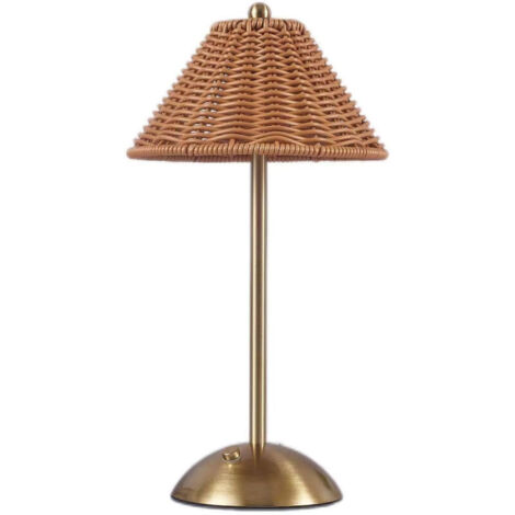 Bardusch-Lampe de table sans fil en rotin avec 3 modes de couleur et variateur LED tactile, lampe de chevet minimaliste bohème pour chambre, marron