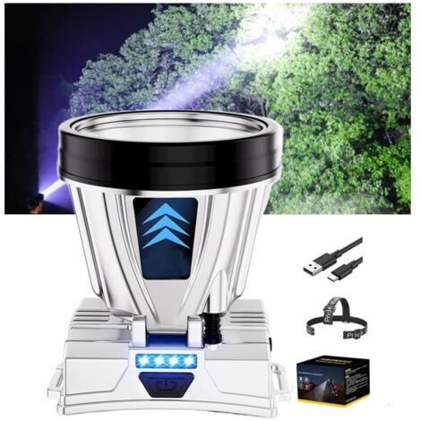 Bardusch - Lampe frontale étanche 40 LED, 1200 mAh, 2 batteries rechargeables, urgence intégrée