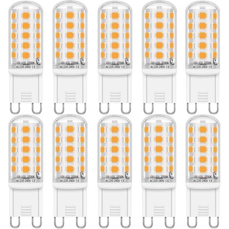 Bardusch-Lampe LED G9, Blanc Chaud (2700K), 400 Lumens, 4W Équivalent 30W Halogène, Non Dimmable, Sans Clignotement, Pack de 10
