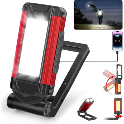 Bardusch-Lampes LED Rechargeables, Baladeuses LED pour Mécaniciens avec Support Pivotant et Crochet pliant,  Atelier, Camping et Urgences-Cadeau Homme