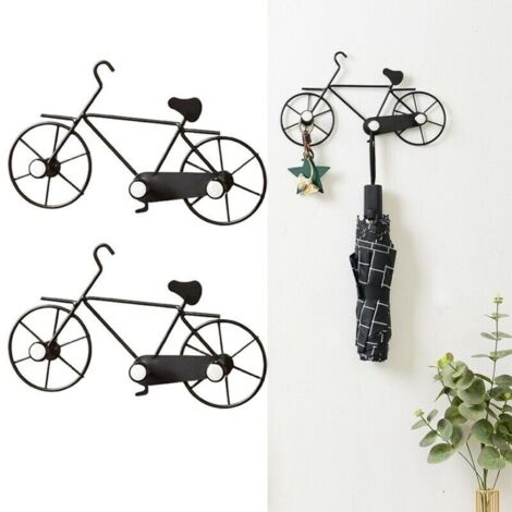 Bardusch-Le Fer crochet De Vélo Portemanteau Mural,Étagère Crochet de Manteau en Forme de Bicyclette Vélo Décoratif Crochet Pour Entrée Chambre Salle De Bain Salon 2 Pièce( Noir)
