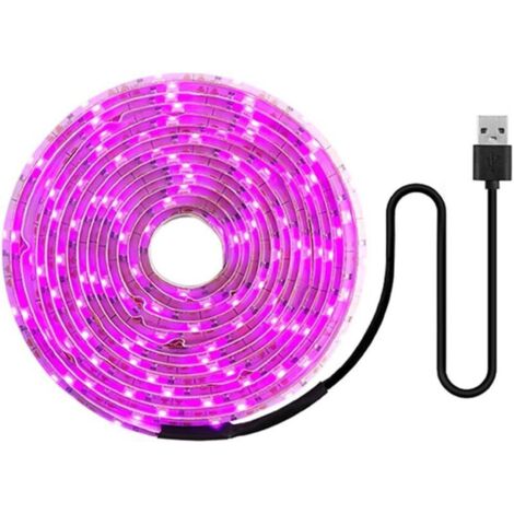 Bardusch-LED lampe pour plante 5V, Lampe LED horticole croissance floraison, Lampe de culture pour plantes spectre complet 2835 SMD avec USB, Bande lumineuse croissance plantes intérieur (2M, étanche)