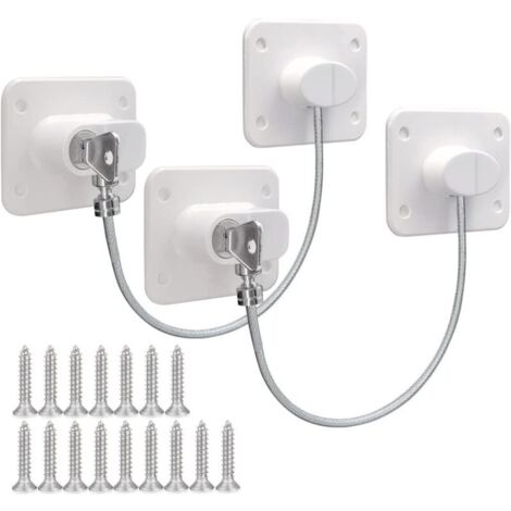 Bardusch Limiteurs de fenêtre pour fenêtres UPVC, 2 pièces, serrures de sécurité avec câble de verrouillage, placard de réfrigérateur pour animaux de compagnie, perçables/auto-adhésifs
