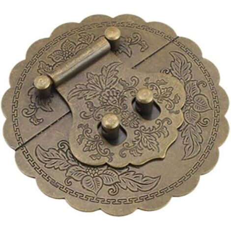 Bardusch Loquet rond en laiton antique de 10cm avec fermoir en laiton gaufré pour armoire, boîte de meubles, quincaillerie (bronze antique)