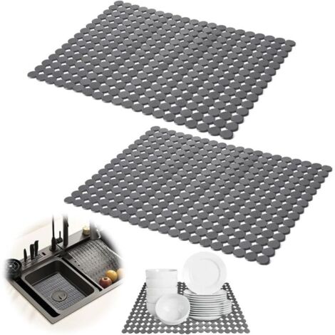 Bardusch-Lot 2 tapis évier 40×30 cm PVC, découpables, anti-rayures, fond évier.