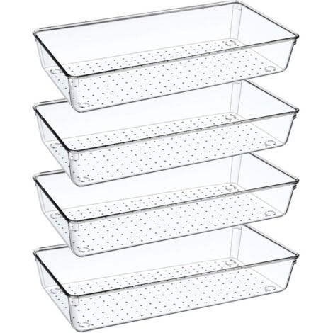 Bardusch-Lot 4 organisateurs tiroir salle de bain/cuisine 30 cm, transparents, maquillage/bureau.