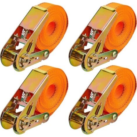 Bardusch-– lot 4 sangles cliquet – 500 kg – indéchirables – voiture/remorque – orange