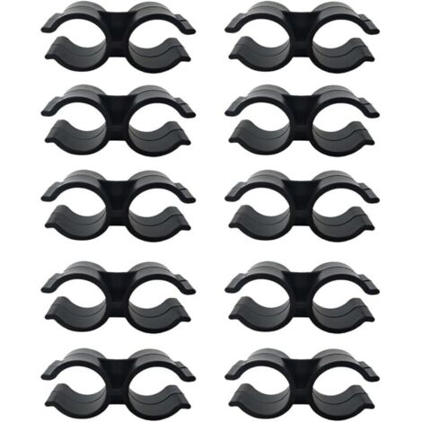 Bardusch Lot de 10 Colliers de Serrage Plastique PVC, Collier Serrage Tuyau Doubles pour étagère, Connecteur de Chaîne, Panneaux de Clôture, Accessoires de Fixation, Noir
