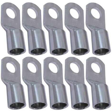 Bardusch-Lot de 10 Cosses Electriques à Oeillet Tubulaire   Oeil   Ø8mm   Non Isolées   pour Conducteur 35mm²   Connecteur de Fil Electrique   Serrage   Couleur Argent