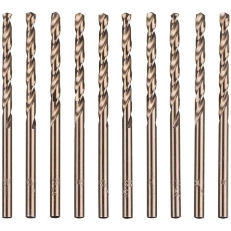 Bardusch-Lot de 10 forets hélicoïdaux en acier rapide M35 HSS or cobalt pour perceuses métriques à haute vitesse 3 mm x 63 mm pour perçage des Acier inoxydable et métal