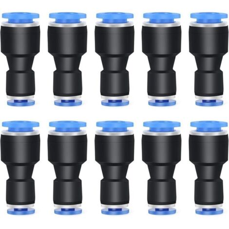 Bardusch-Lot de 10 réducteurs de tube droit de 8 mm de diamètre extérieur x 6 mm de diamètre extérieur pour accessoires de connexion, raccords pneumatiques, connecteur réducteur de tuyau
