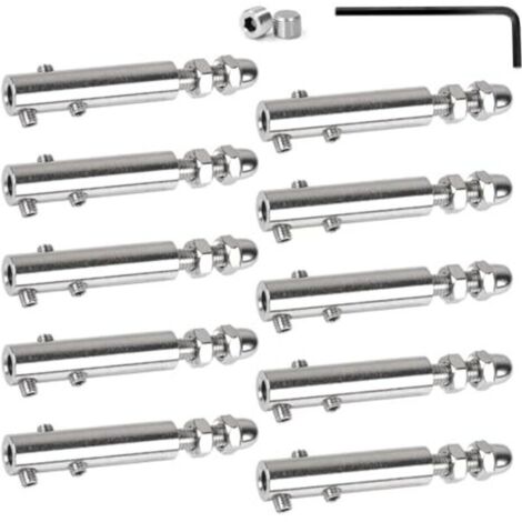 Bardusch-Lot de 10 Serre-câbles 6 mm Tendeur en inox avec tige filetée et clé Allen, Serre-câble en acier inoxydable pour la fixation et la tension des câbles remplissage de garde-corps, balus