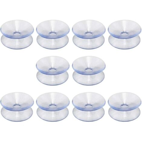 Bardusch-Lot de 10 ventouses double face en caoutchouc de silicone pour dessus de table   Ventouse transparente sans crochets   Compatible avec plateau en verre   Taille : 35 mm