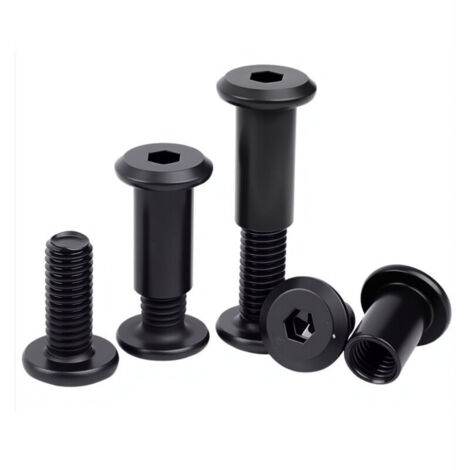 Bardusch - Lot de 10 vis de connexion M4 x 30 mm, pour meubles, écrous à douille M4, vis à douille, en acier inoxydable A2 V2A, oxyde noir, connecteur d'armoire avec clés à six pans creux