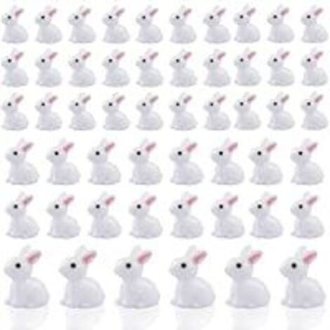Bardusch - Lot de 100 figurines miniatures de lapin de Pâques - Décoration de jardin - Paysage en mousse - Petits lapins en résine - Décoration de gâteau DIY - Mini ornements pour fête de Pâques