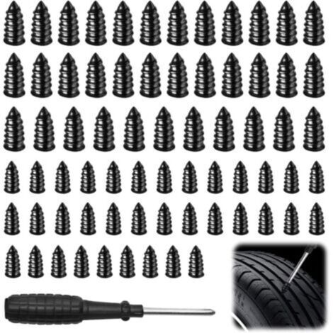 Bardusch Lot de 100 vis pour pneus - Kit de réparation sous vide avec tournevis - Clous en caoutchouc - Auto-service rapide pour vélo, voiture, moto, camion
