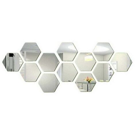 Bardusch-Lot de 12 autocollants miroirs hexagonaux 3D en acrylique pour décoration d'intérieur, décoration murale à faire soi-même, décoration artistique pour la maison