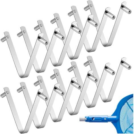 Bardusch-Lot de 12 clips pour poteau de piscine - Accessoires de piscine en acier inoxydable - Clips en V - Convient aux rallonges de poteau de piscine