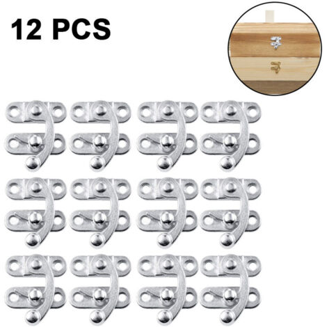 Bardusch - Lot de 12 loquets décoratifs pour boîtes à bijoux en bois - Fermeture à crochet - Cadenas à corne avec vis