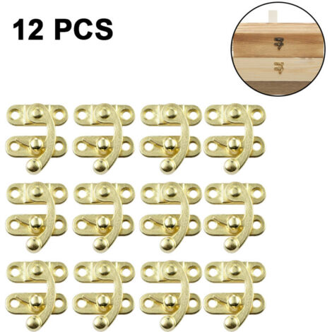 Bardusch-Lot de 12 loquets décoratifs pour boîtes à bijoux en bois - Fermeture à crochet - Cadenas à corne avec vis
