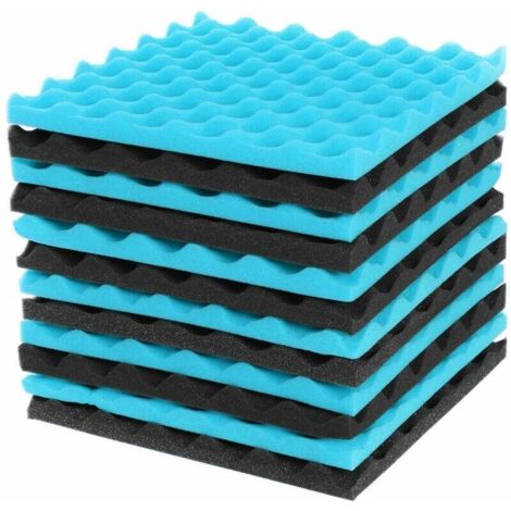 Bardusch-Lot de 12 Mousse Acoustique mur et plafond Isolation phonique L.30cm Ep.25mm Bleu + Noir