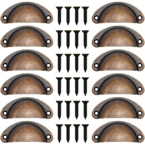Bardusch-Lot de 12 poignées vintage semi-circulaires rouges couleur cuivre avec vis