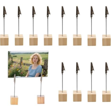 Bardusch-Lot de 12 porte-cartes table avec clips – supports photo/menus – décoration maison, bureau ou événements festifs