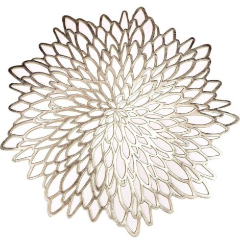 Bardusch-Lot de 12 sets table ronds fleur vinyle métallisé Ø38 cm, dorés, déco Halloween/Noël/mariages/fêtes fin d’année