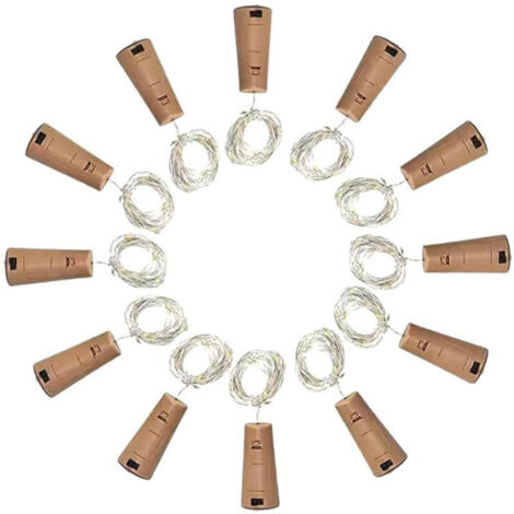 Bardusch-Lot de 16 Guirlandes Lumineuses Bouteille Blanc Chaud,2m 20 LEDs Bouteille Étanche Fil Flexible Décoration pour Noël, Partie,