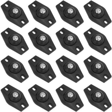 Bardusch Lot de 16 roulettes sphériques autocollantes à 360 ° pour ustensiles de cuisine et meubles - Noir
