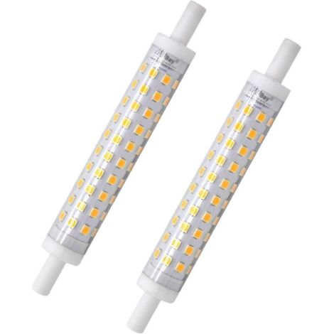 Bardusch-Lot de 2 ampoules LED R7s   118 mm   Blanc chaud   3000 K   Ampoule J118   10 W   Remplace une ampoule halogène de 80 W   Pas de scintillement   230 V CA   800 lm   360 ° [Classe énergétique 