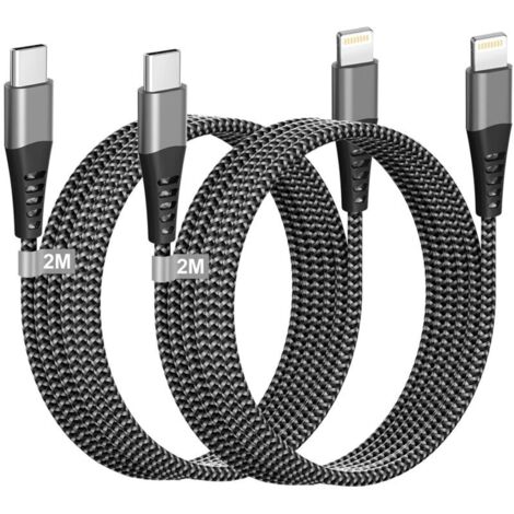 Bardusch-Lot de 2 câbles USB-C vers 2 m , charge rapide pour iPhone 14 Pro Max à 11/XS