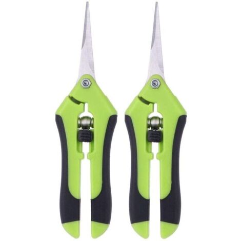 Bardusch-Lot de 2 ciseaux pour élaguer des ciseaux à élaguer manuel en acier inoxydable professionnel (Vert)