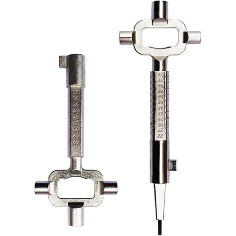 Bardusch-Lot de 2 clés d'armoires électriques - Clé de construction - Clé d'architecte - Outil d'ouverture de porte - Clé de construction universelle - Clé de construction multifonction
