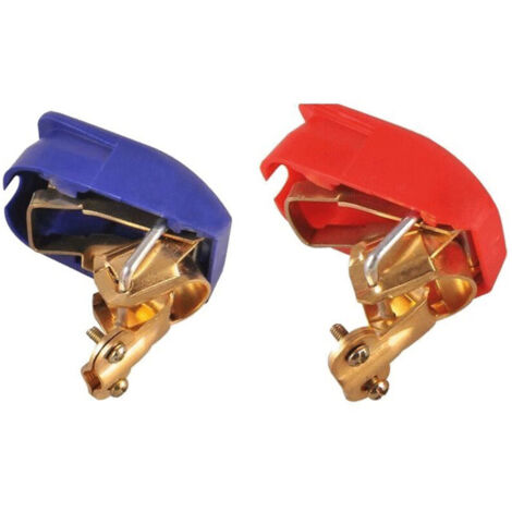 Bardusch-Lot de 2 cosses de batterie à serrage rapide – 1 rouge (+) et 1 bleue (–) – Section de câble jusqu'à 25 mm² – Compatibilité batteries rondes-1.2mm