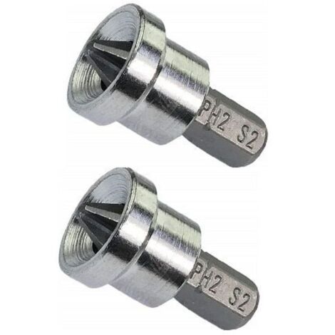 Bardusch-Lot de 2 Embouts de Vissage Spécial pour Plaques de Plâtre/Placo/ PH2x25mm 1/4'' pour Vis Cruciforme à Empreinte Phillips PH2   Quincaillerie/Outillage à Main   en Acier S2