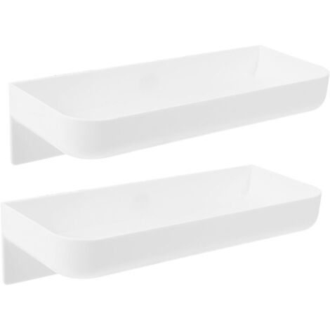 Bardusch-Lot de 2 étagères murales blanches sans perçage, étanches, pour salle de bain et cuisine