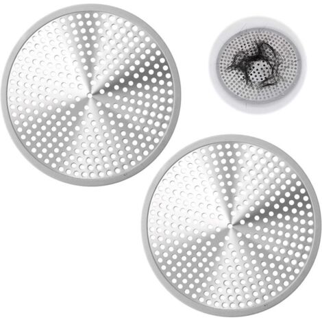 Bardusch Lot de 2 filtres de vidange de douche en maille d'acier inoxydable de 12 cm avec silicone réutilisable et robuste, protection de trou de cuisine, couvercle de filtre super joint pour baignoir