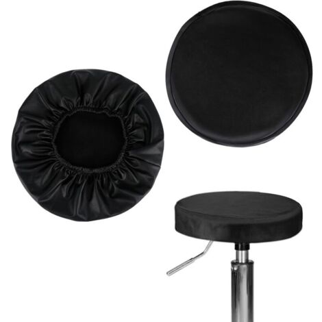 Bardusch Lot de 2 housses de tabouret de bar rondes en similicuir - Imperméables - Pour bar, cuisine, salle à manger - Noir