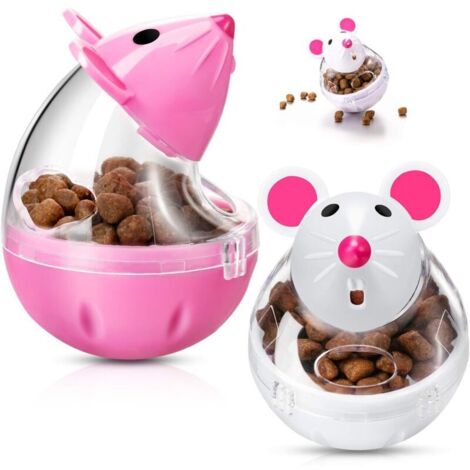 Bardusch-Lot de 2 mangeoires interactives pour chat, en forme de souris, avec distributeur de nourriture.