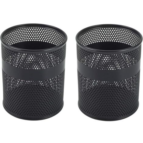 Bardusch-Lot de 2 Métal Pot à Crayon Porte Stylo Organisateur de Bureau Range Bureau Rangement Bureau,Noir