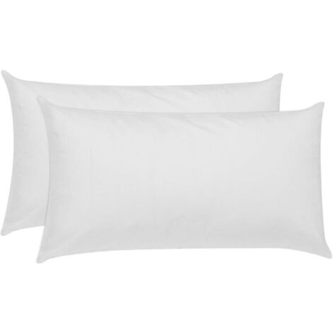 Bardusch-Lot de 2 oreillers fibre 80x50 cm, housse coton anti-acariens, fermeté basse, ventre
