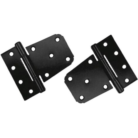 Bardusch-Lot de 2 piezas Charnière Porte Lourde, Charnières en Acier au Carbone Noir, Charnières de Porte Plates pour Abri de Jardin, Grange, Clôture en Bois (Vis Incluses) (Noir)