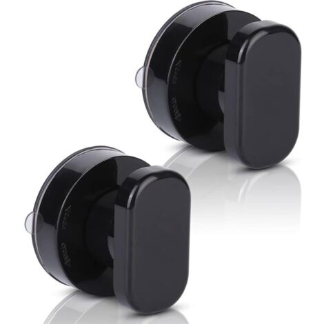 Bardusch Lot de 2 Poignées de Porte à Ventouse - Pour Baie Vitrée, Verre de Salle de Bain, Armoire, Tiroir - Forte Adhérence - Noir