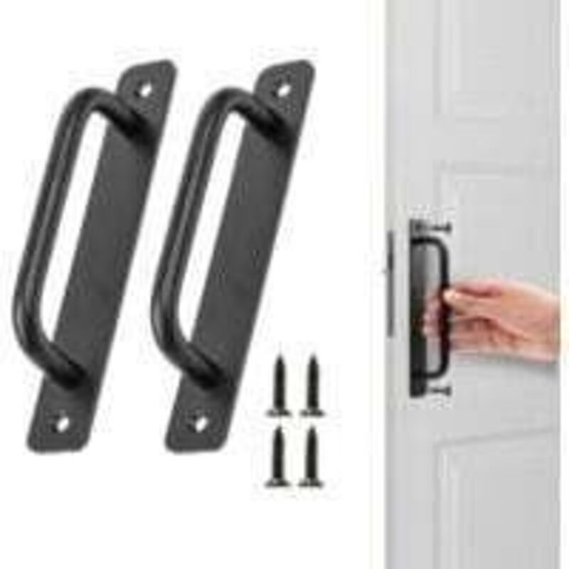 Bardusch-Lot de 2 poignées de porte de grange coulissante, poignée de porte de grange en alliage d'aluminium noir pour armoire de cuisine, salle de