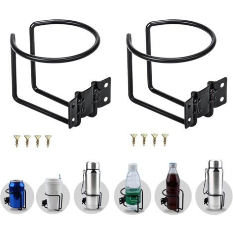 Bardusch-Lot de 2 porte-gobelets universels en acier inoxydable – pour voiture, bateau, laverie, tracteur, bar, bureau (noir)